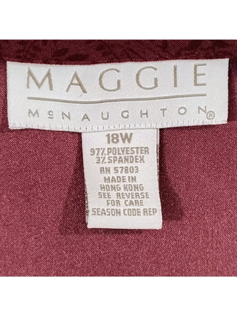 Maggie McNaughton Button Up Shirt Womens Size 18W Paisley Burgundy Long Sleeves - Picture 7 of 13